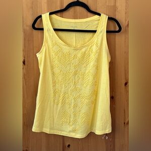 Sonoma Women's Bright Yellow Sleeveless Round Neck Studded Tank Top - Size S